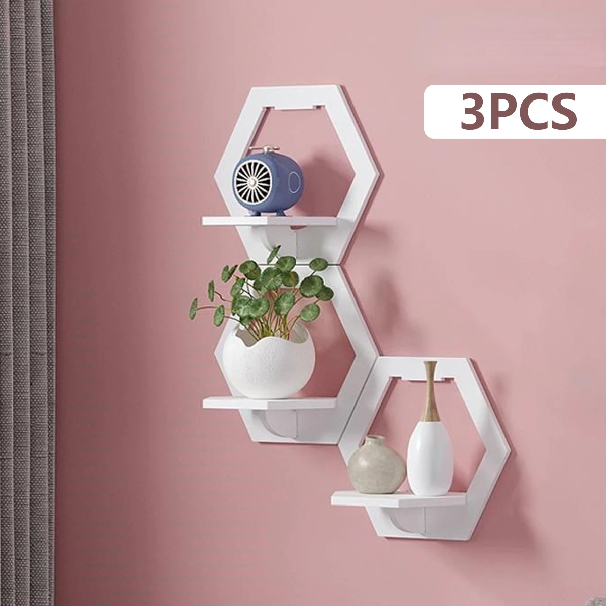 3Pcs Hexagon Wall Shelf Punch  - Home Improvement Tv Show recension och pris