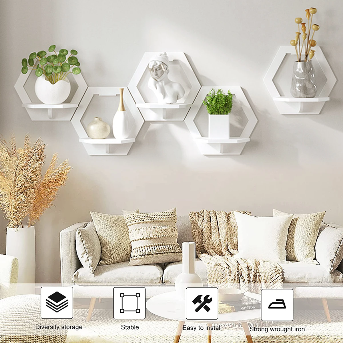 3Pcs Hexagon Wall Shelf Punch  - Home Improvement Tv Show recension och pris